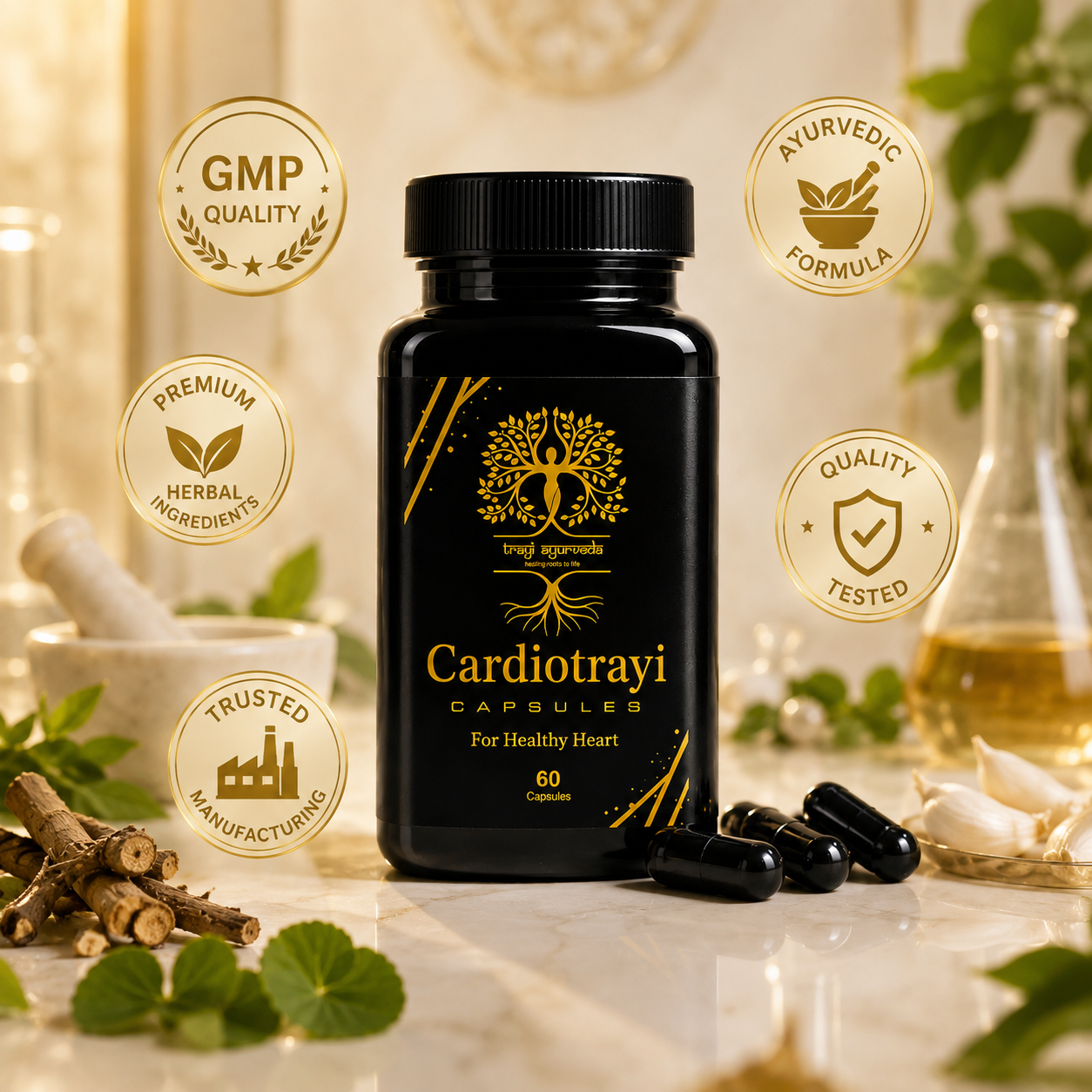 Trayi Ayurveda Cardiotrayi Capsules – Premium Ayurvedic Formula for a Healthy Heart (60 Capsules) - Image 3