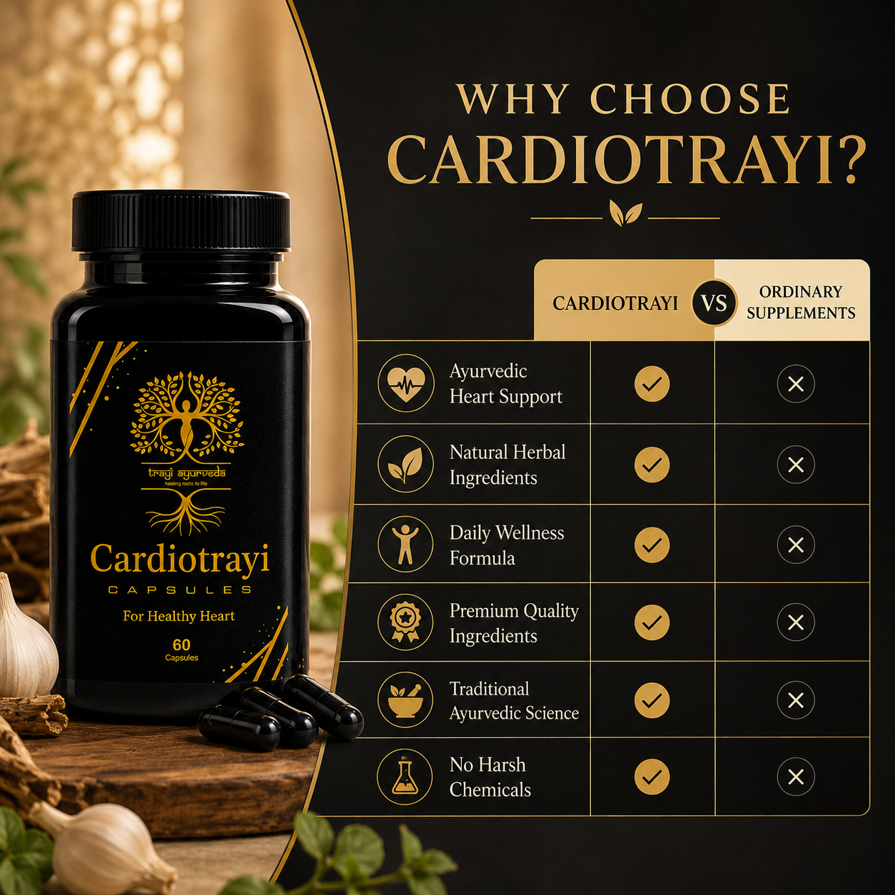 Trayi Ayurveda Cardiotrayi Capsules – Premium Ayurvedic Formula for a Healthy Heart (60 Capsules) - Image 4