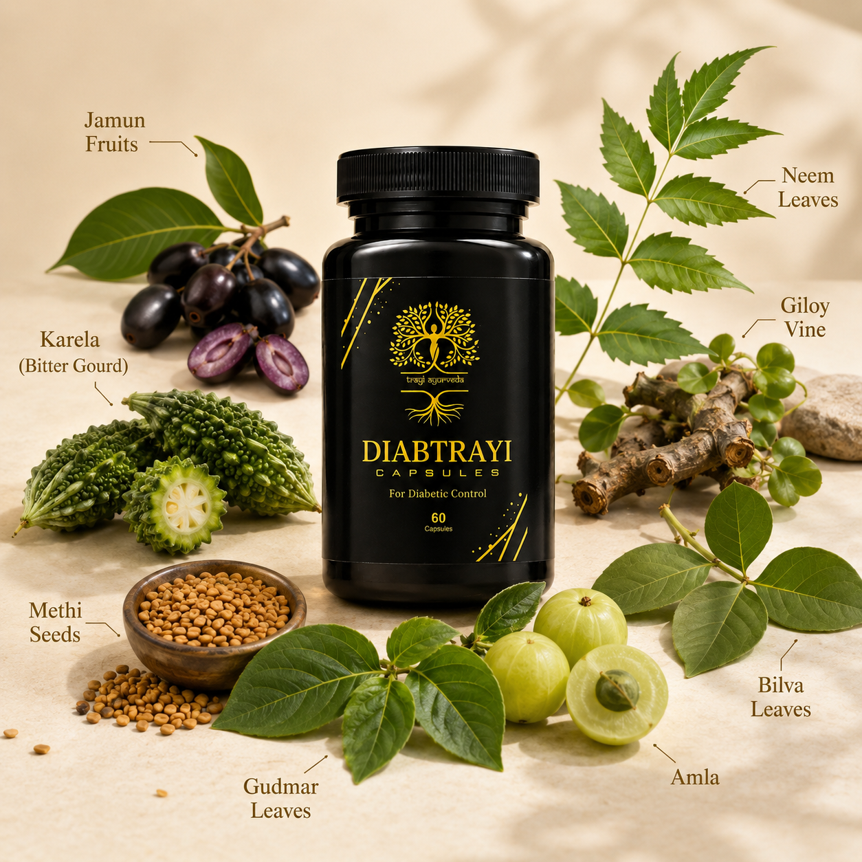 Trayi Ayurveda Diabtrayi Capsules – Premium Ayurvedic Formula for Diabetic Control & Blood Sugar Support (60 Capsules) - Image 6