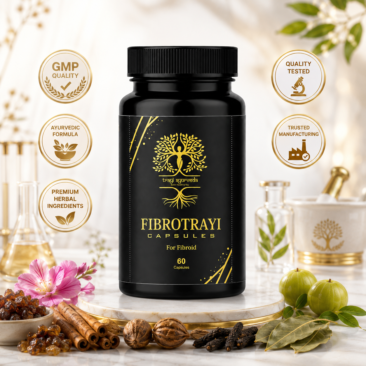 Trayi Ayurveda Fibrotrayi Capsules – Premium Ayurvedic Formula for Fibroid & Women's Wellness (60 Capsules) - Image 4