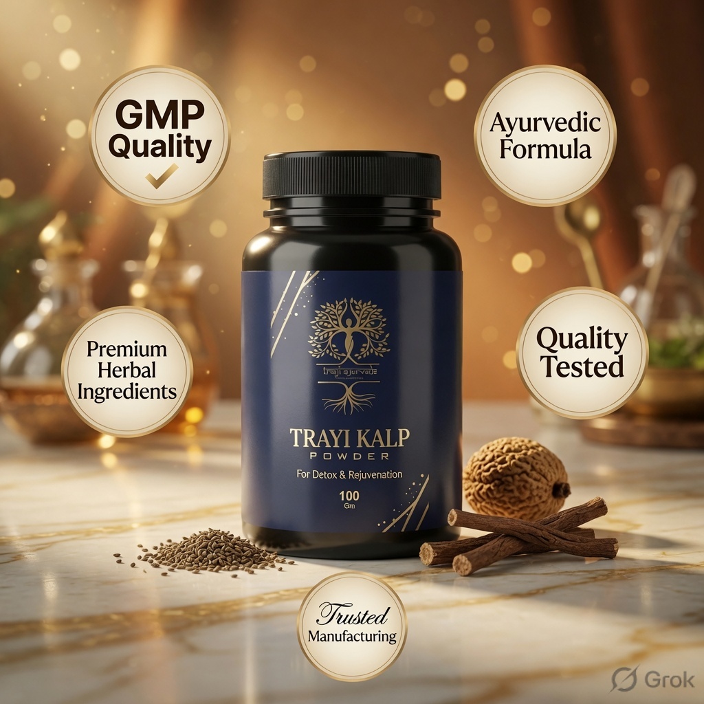 Trayi Kalp Powder – Premium Ayurvedic Formula for Detox & Rejuvenation (100 Gm) - Image 2