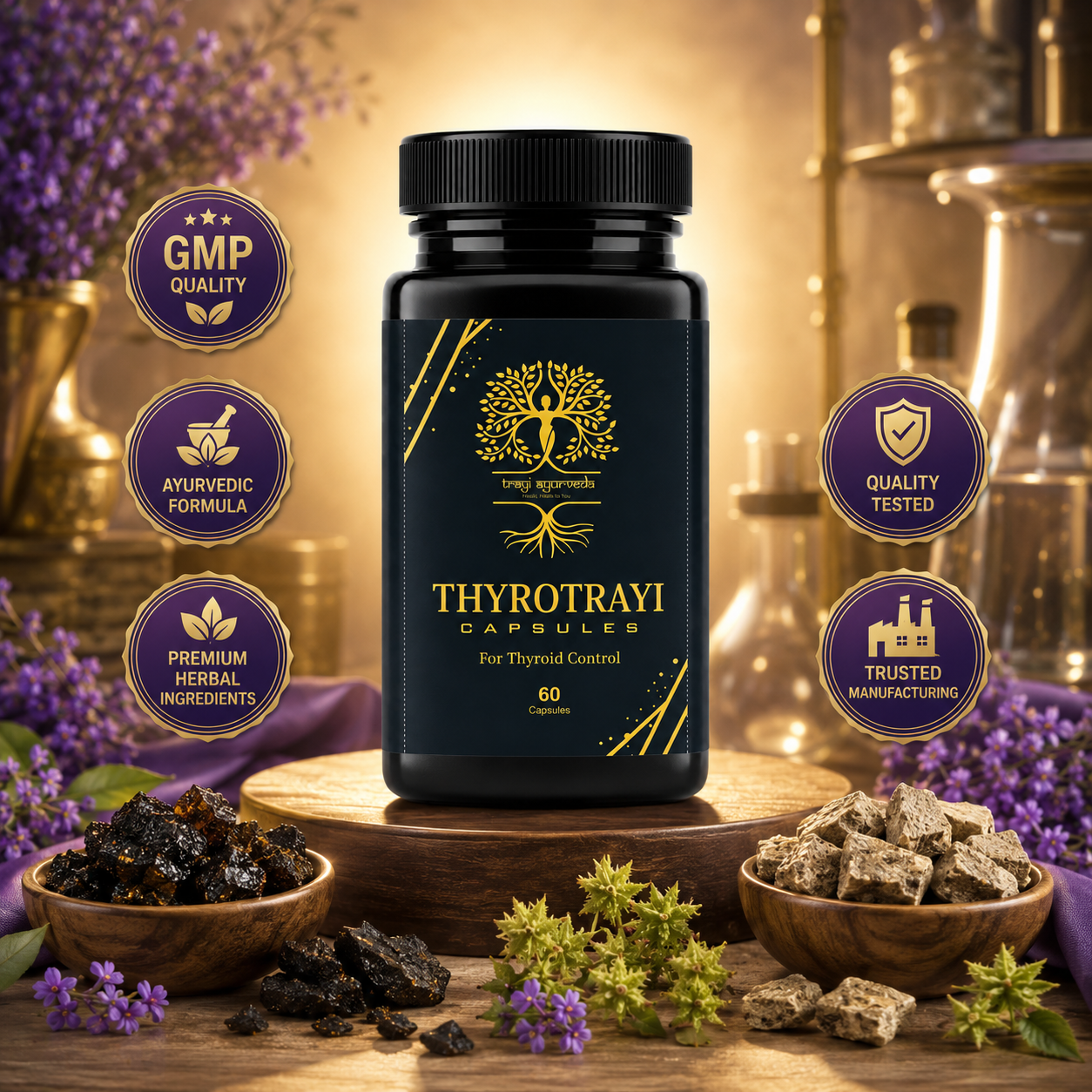 Trayi Ayurveda Thyrotrayi Capsules – Premium Ayurvedic Formula for Thyroid Control & Metabolic Balance (60 Capsules) - Image 2