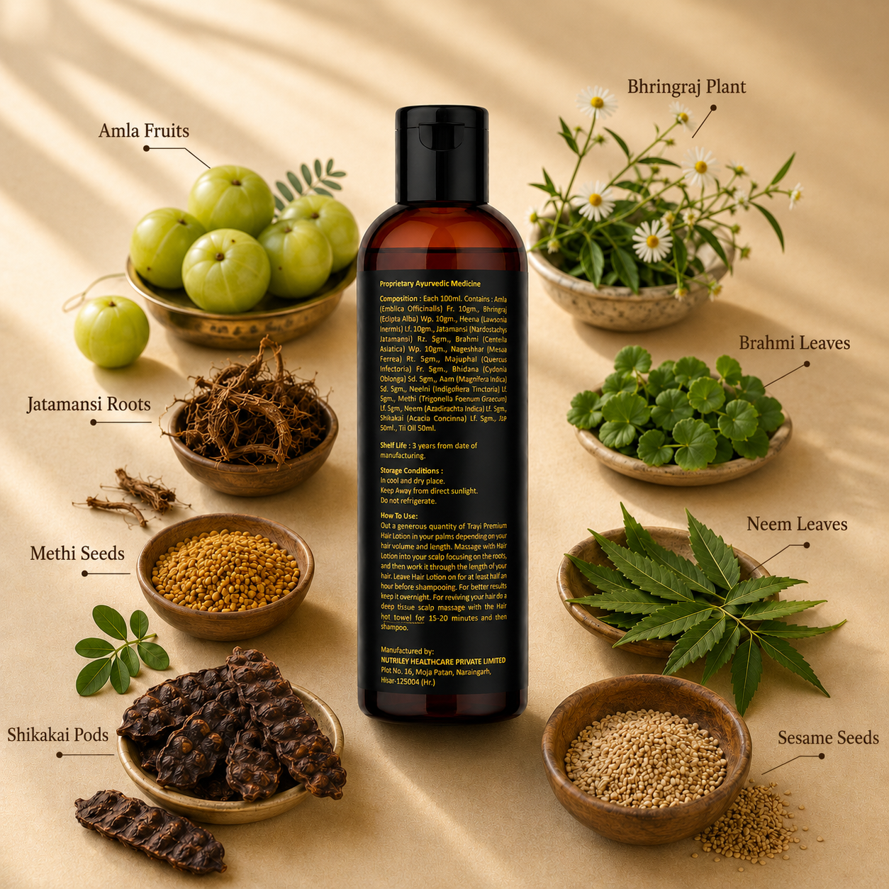 Trayi Premium Hair Lotion – Authentic Ayurvedic Formula for Scalp Nourishment & Healthy Hair Growth (200 ml) - Image 2