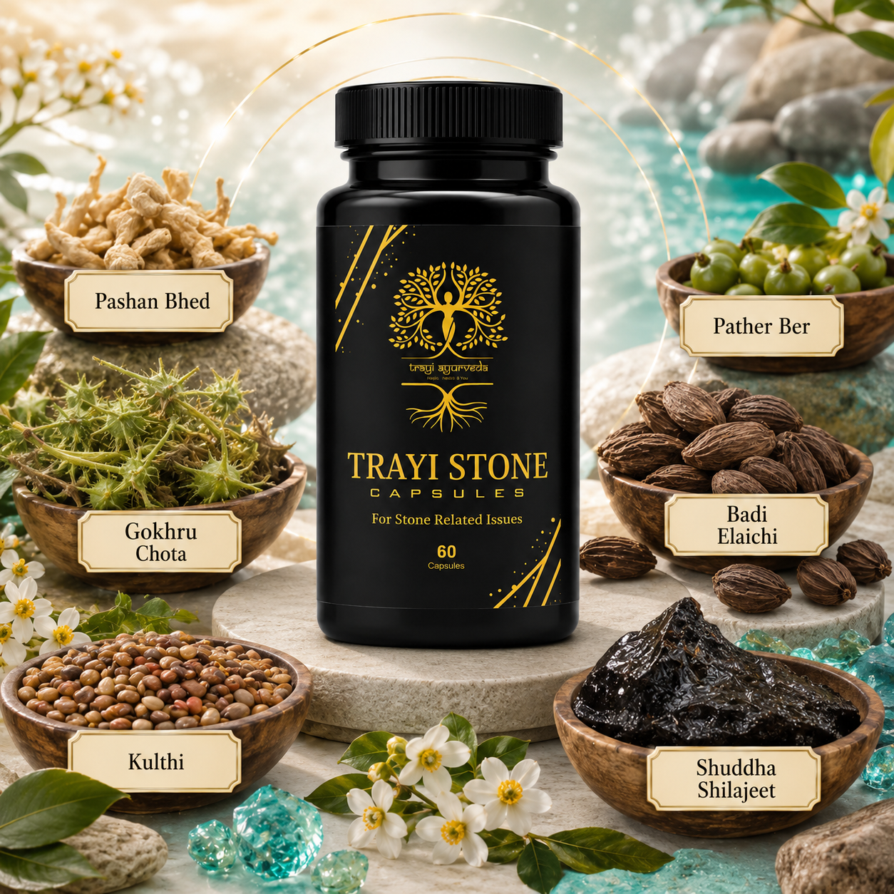 Trayi Ayurveda Trayi Stone Capsules – Premium Ayurvedic Formula for Kidney Wellness & Urinary Tract Support (60 Capsules) - Image 5