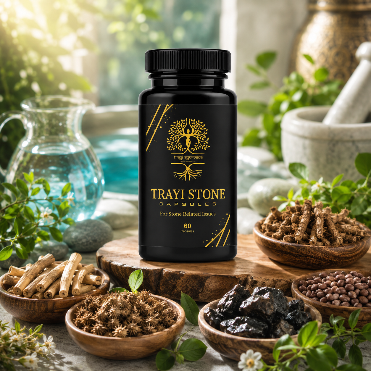 Trayi Ayurveda Trayi Stone Capsules – Premium Ayurvedic Formula for Kidney Wellness & Urinary Tract Support (60 Capsules)