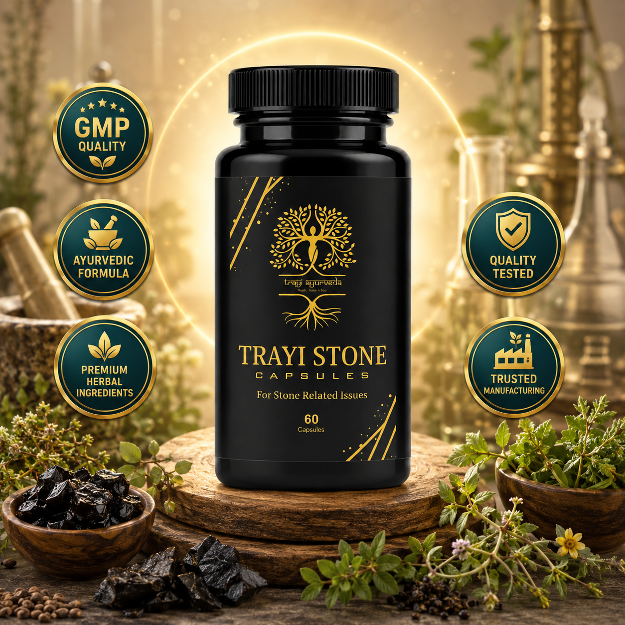 Trayi Ayurveda Trayi Stone Capsules – Premium Ayurvedic Formula for Kidney Wellness & Urinary Tract Support (60 Capsules) - Image 3